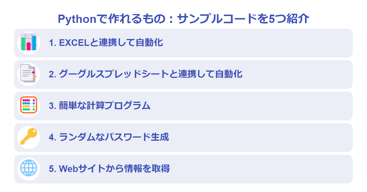 Pythonで作れるもの：サンプルコードを5つ紹介