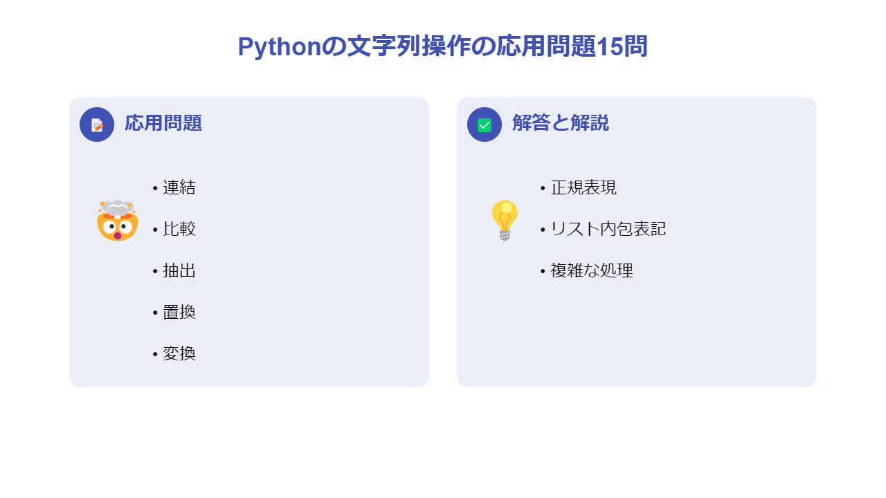 pythonの文字列操作の応用問題15題