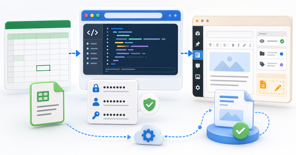 GASからWordPressへREST APIで下書き投稿するイメージ
