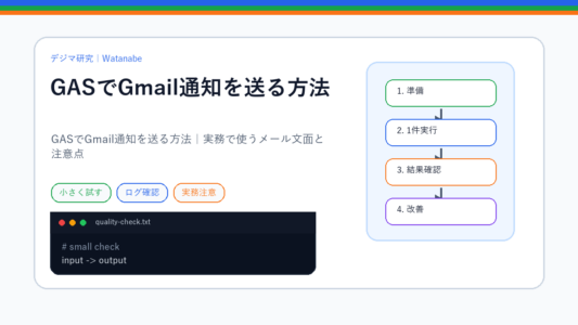 GASでGmail通知を送る方法｜実務で使うメール文面と注意点のS品質版アイキャッチ