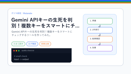 Gemini APIキーの生死を判別！複数キーをスマートにチェックするツールを作ってみた。のS品質版アイキャッチ