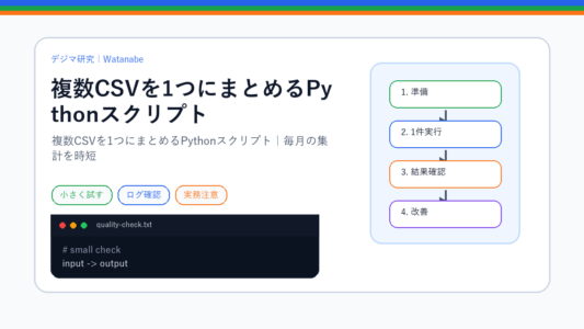 複数CSVを1つにまとめるPythonスクリプト｜毎月の集計を時短のS品質版アイキャッチ