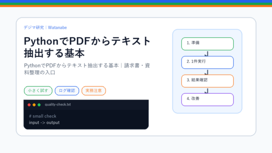 PythonでPDFからテキスト抽出する基本｜請求書・資料整理の入口のS品質版アイキャッチ