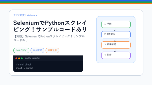 【実践】SeleniumでPythonスクレイピング！サンプルコードありのS品質版アイキャッチ