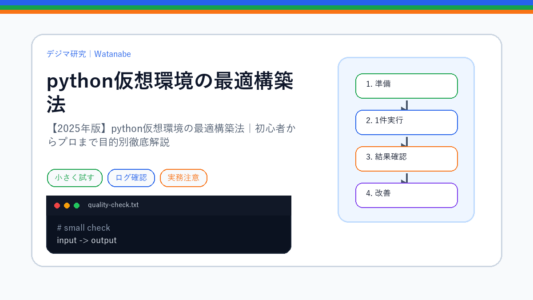 【2025年版】python仮想環境の最適構築法｜初心者からプロまで目的別徹底解説のS品質版アイキャッチ