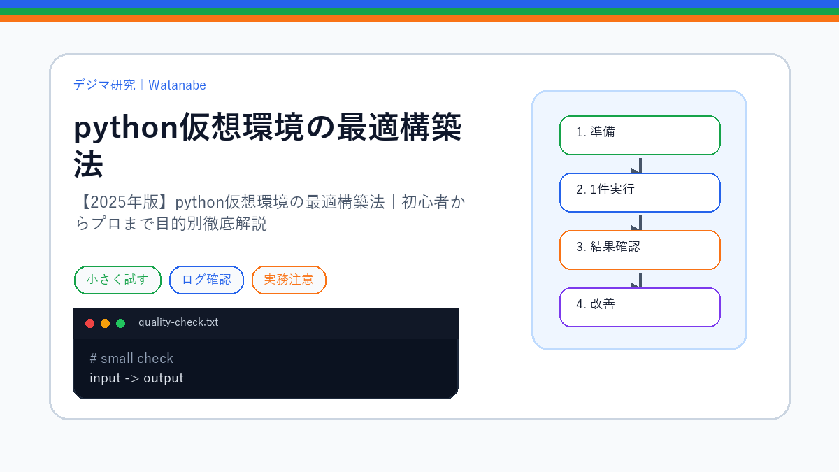 【2025年版】python仮想環境の最適構築法｜初心者からプロまで目的別徹底解説のS品質版アイキャッチ
