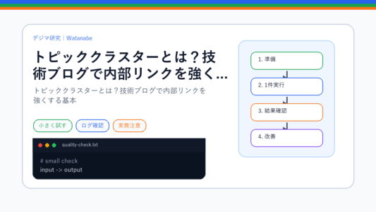 トピッククラスターとは？技術ブログで内部リンクを強くする基本のS品質版アイキャッチ